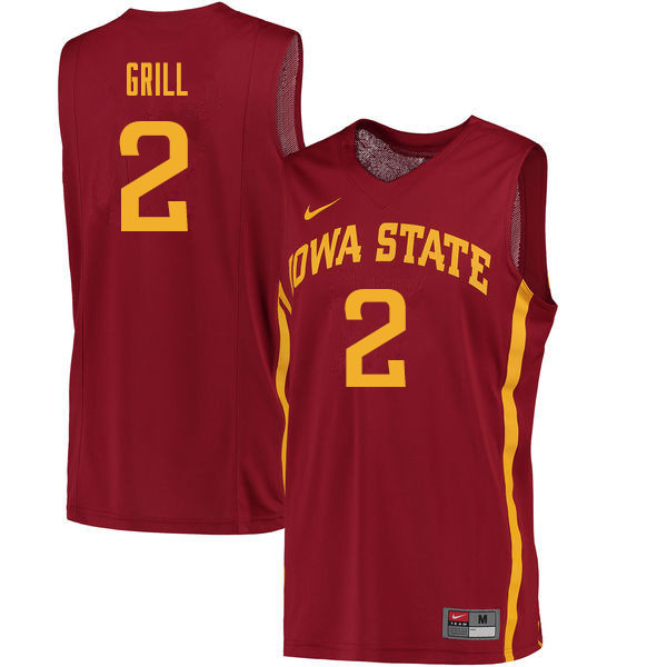 Men #2 Caleb Grill Iowa State Cyclones College Basketball Jerseys Sale-Cardinal